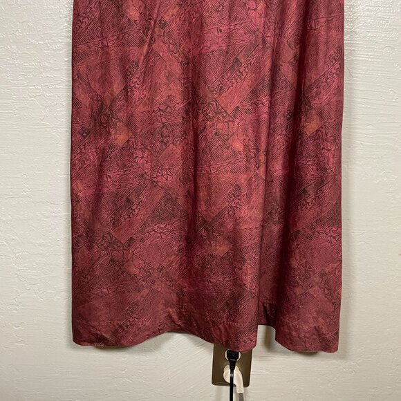 Peruvian Connection Women M Maroon Black Printed Dress Shoulder Tie Strap Cotton - Picture 2 of 9